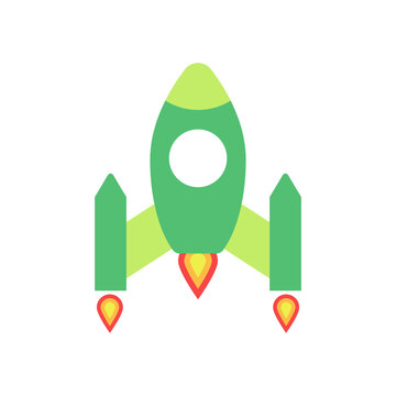Vibrant Flat Design Rocket Icon Symbolizing Future Innovation and Progress in Startups and Technological Exploration