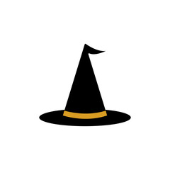 Fototapeta premium Black witch hat with gold band for Halloween illustration