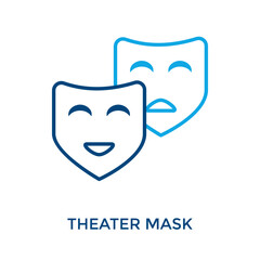 Theater Mask Icon Outline Color Style. Vector Illustration For Graphic Design