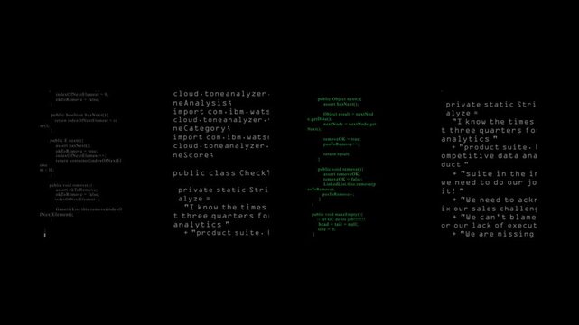 abstract animation of typing program code on devic