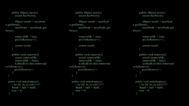 abstract animation of typing program code on devic