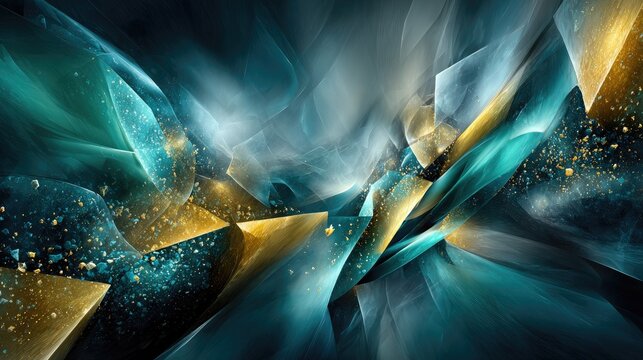 Abstract Teal Gold Geometric Background Design