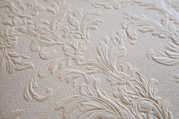 Cream Floral Patterned Wallpaper Detail