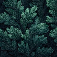Deep teal, intricate foliage pattern
