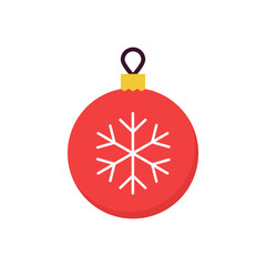 Obraz premium Festive red Christmas tree ornament featuring a white snowflake design for holiday decorations and seasonal celebrations