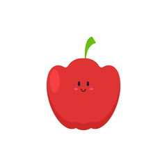 Cute Red Fruit Character Playful Illustration of a Smiling Apple with Green Stem, Whimsical Design