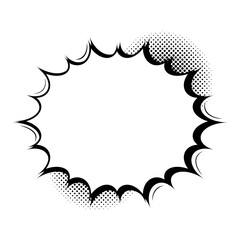 Explosive comic book speech bubble with halftone texture for dialogue and exclamations, isolated vector graphic element