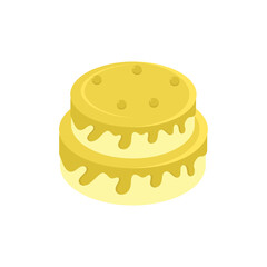 Delicious Two-Tiered Cake Illustration with Sweet Yellow Icing and Decorative Dots