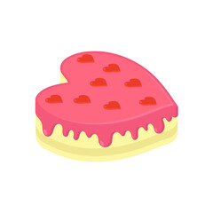 Sweet Heart-Shaped Cake with Pink Frosting and Berry Topping for Valentine's Day Celebrations