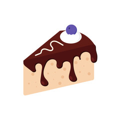 Delicious Slice of Cake A Sweet Treat with Chocolate Drizzle and Blueberry Topping