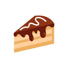 A delicious slice of layer cake with dripping chocolate frosting and icing swirl, a sweet dessert vector illustration