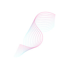 Colorful Wave Line Abstract Design Soft, Flowing Curves on White Background