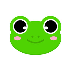 Smiling Green Animal Face A Cute Illustration of a Playful Frog for Children's Designs
