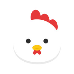 Cute cartoon chicken head, a friendly animal illustration perfect for children's content and farm-themed designs