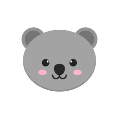 Cute cartoon koala animal face, adorable illustration of a friendly marsupial with a sweet expression, perfect for children's designs