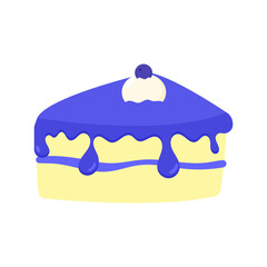 Slice of delicious blueberry cake with white cream topping and blueberries, a delightful dessert for any occasion