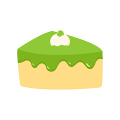 Delicious Matcha Cake Slice with Creamy Topping A Sweet Treat for Any Occasion