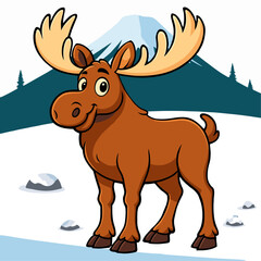 Alaska bull moose cartoon vec...
