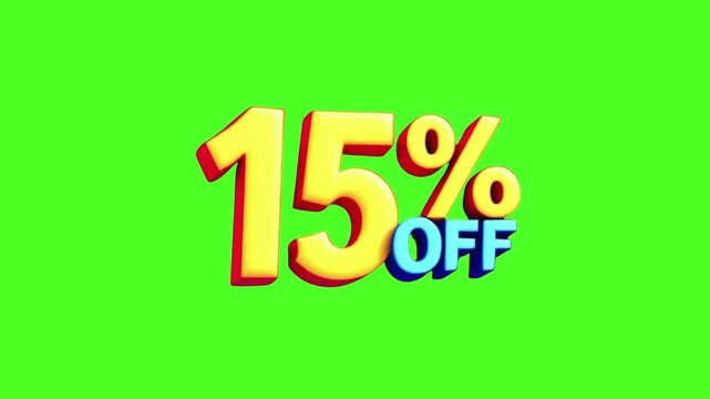 Get 15% Off Now Animated Sale Offer on Vibrant Green Screen - Boost Your Sales with Eye-Catching Motion Graphics for Marketing Campaigns