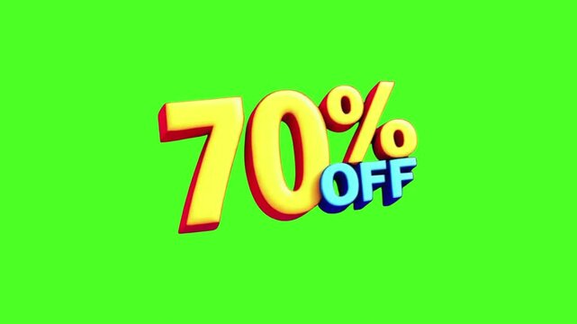 Dynamic 70% off sale animation with bright colors, perfect for grabbing attention and driving sales, promoting big discounts for marketing campaigns