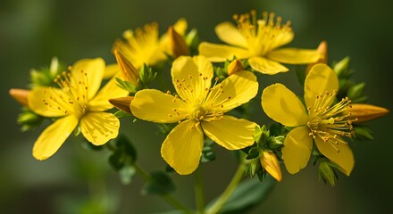 Close up of vibrant yellow flowers with prominent petals against a blurred background