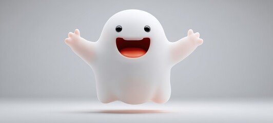 Happy 3D Ghost Cartoon Character