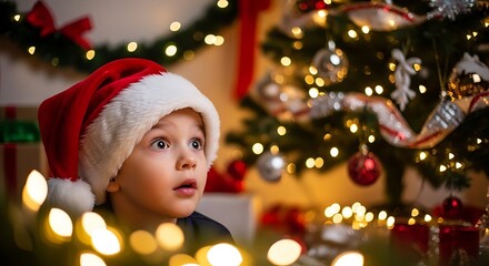 Curious Child in Santa Hat