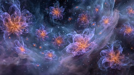 Abstract Colorful Nebula Cluster In Space