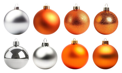 PNG Vibrant festive Christmas ornaments, element set on transparent background