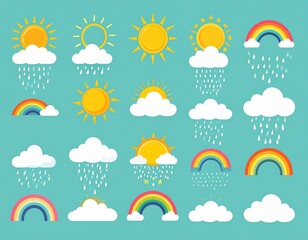 Obraz premium Summer Weather Icons Set