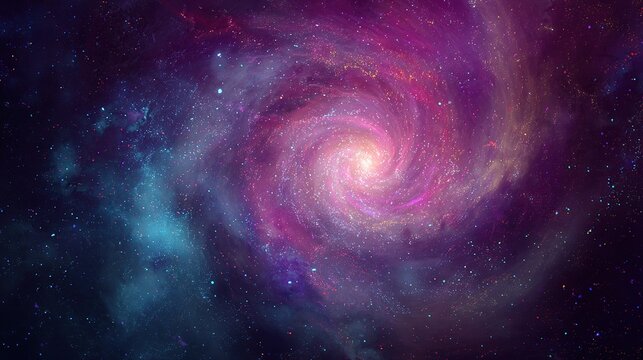 A Vibrant Cosmic Vista A Swirling Galaxy of Purple, Pink, and Blue Hues, Strewn with Sparkling Stars