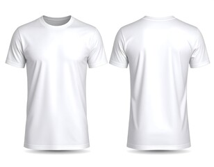 Front and Back View of a Blank White T-Shirt, Ready for Design