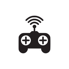 Illustration of a black remote control with antenna, symbolizing technology, gaming, or wireless control in a simple, minimalist style