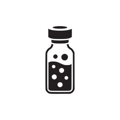 Vector art of vial of liquid this vector illustration features a black vial filled with liquid, perfect for medical, scientific, or pharmaceutical designs