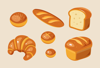 Bread vector set. Bread illustration pack