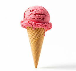 Strawberry Ice Cream Cone: A delightful scoop of strawberry ice cream sits perched atop a crisp, waffle cone, a perfect treat for a hot summer day.