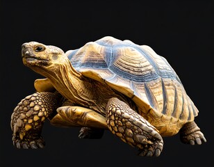 Naklejka premium Close-up of a tortoise against black background