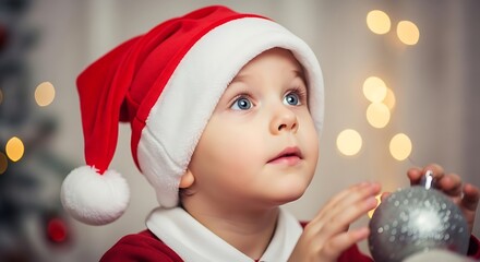 Curious Child in Santa Hat