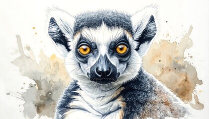 Obraz premium Portrait of a lemur, watercolor style