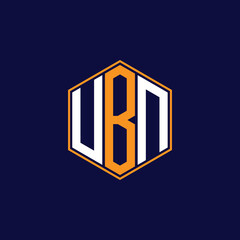 UBN Modern Hexagon Monogram Logo Design – Geometric Lettermark Vector Template