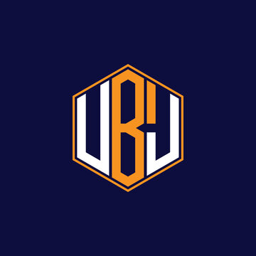 UBJ Modern Hexagon Monogram Logo Design &ndash; Geometric Lettermark Vector Template