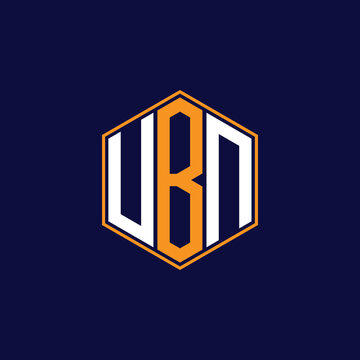 UBN Modern Hexagon Monogram Logo Design &ndash; Geometric Lettermark Vector Template