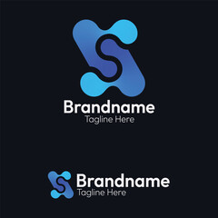 Modern dynamic logo design concept abstract fluid shape digital technology connection icon brand identity template corporate business emblem