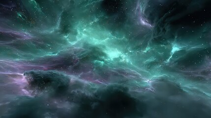 Abstract Nebula With Teal And Purple Hues