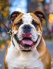Portrait of a happy bulldog