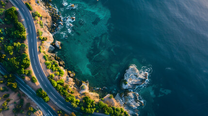 Coastal road and ocean view