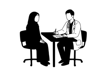 odern Medical Worker Muslim Doctor in Cartoon Style