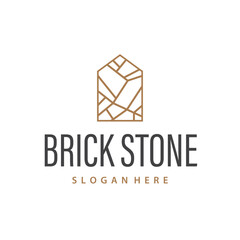 Fototapeta premium stone logo with simple stone house structure design, symbol concept, illustration, brand and poster design template