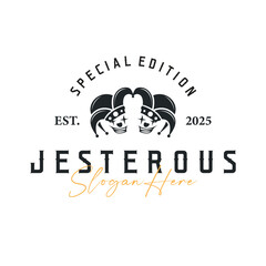 Simple illustration template jester hat logo minimalist joker clown design