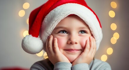 Shy Child with Santa Hat